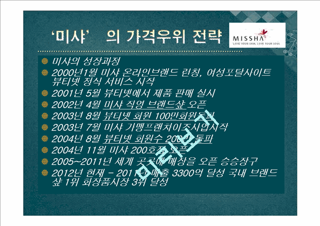 [경영,경제] 미샤의 가격우위 전략[기업의 가격우위 전략].pptx